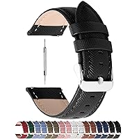 Fullmosa 18mm Leather Watch Band with Stainless Metal Clasp Compatible with Garmin Vivoactive 4S/Vivomove 3S/Active S/Venu 2S/Move 3S, Fossil gen 4/5,Black+Silver Buckle