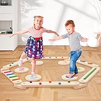 Wooden Balance Beam for Kids 3-5 Toddler Montessori Balance Beam Indoor Outdoor Kids Balance Stepping Stones Coordination and Stability Exercise