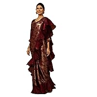 Indian Fancy Pre -Pleated Embellished One Minute Sequin Saree Ready To Wear Sari 3766