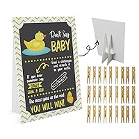 Duck Don't Say Baby Game (1 Sign and 50 Mini Natural Clothespins) Don't Say Baby Baby Shower Game, Baby Shower Decorations, Baby Shower Games Gender Neutral (2DS20)