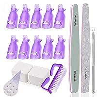 INFILILA Nail Clips for Polish Removal Gel Nail Polish Remover Kit with 10PCS Nail Clips 200pcs Upgrade REAL Lint Free Nail Wipes Cuticle Pusher Nail File Nail Buffer Clean Brushes for Salon&Home Use