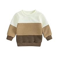 VISGOGO Toddler Baby Autumn Sweater, Contrast Color Long Sleeve Round Knitwear Pullover Winter Sweatshirt