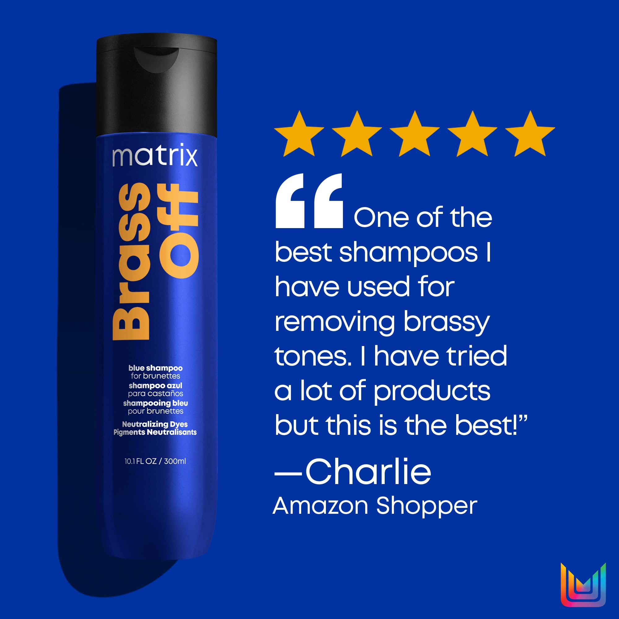 Matrix Brass Off Blue Shampoo | Color Depositing | Refreshes Hair & Neutralizes Brassy Tones | For Lightened Brunettes or Dark Blondes | For Color Treated Hair | Toning Shampoo | Packaging May Vary