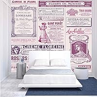 96x69 inches Wall Mural,Collage of French Advertisements for Women Ladies Nostalgic Peel and Stick Self-Adhesive Wallpaper Removable Large Wall Sticker Wall Decor for Home Office