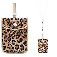 Hidden Bra Wallet, Travel Neck Pouch & Secert Money Pocket for Woman to Keep Valuables Safe for Secure Travel with Adjustable, Elastic Strap(Leopard print)