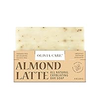 Olivia Care Exfoliating Bar Soap, Coffee Beans, 100% Natural, Organic Ingredients, Clean Energize Mind Body, Full of Vitamin & Antioxidants (Almond Latte)