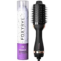 FoxyBae Turned Up Dry Shampoo Volumizing & Refreshing - 7 Fl Oz + Blowout Brush Hair Dryer Salon-Grade RoseGold - 75mm
