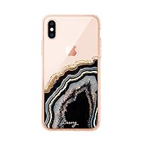 iPhone Case Designed for The Apple iPhone Xs Max, Black & Gold Agate (Exotic Marble) - Military Grade Protection - Drop Tested - Protective Slim Clear Case