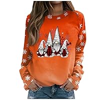 Christmas Tops For Women 2023 Oversized Sweatshirt Xmas Holiday Print Long Sleeve Pullover Crewneck Cute Shirts
