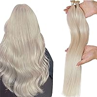 I Tip Hair Extensions Human Hair 24 Inch Keratin Bond Hair Extensions Color #60A White Blonde Bead in Hair Extensions Blonde Professional Salon Hair Style 40g/50s