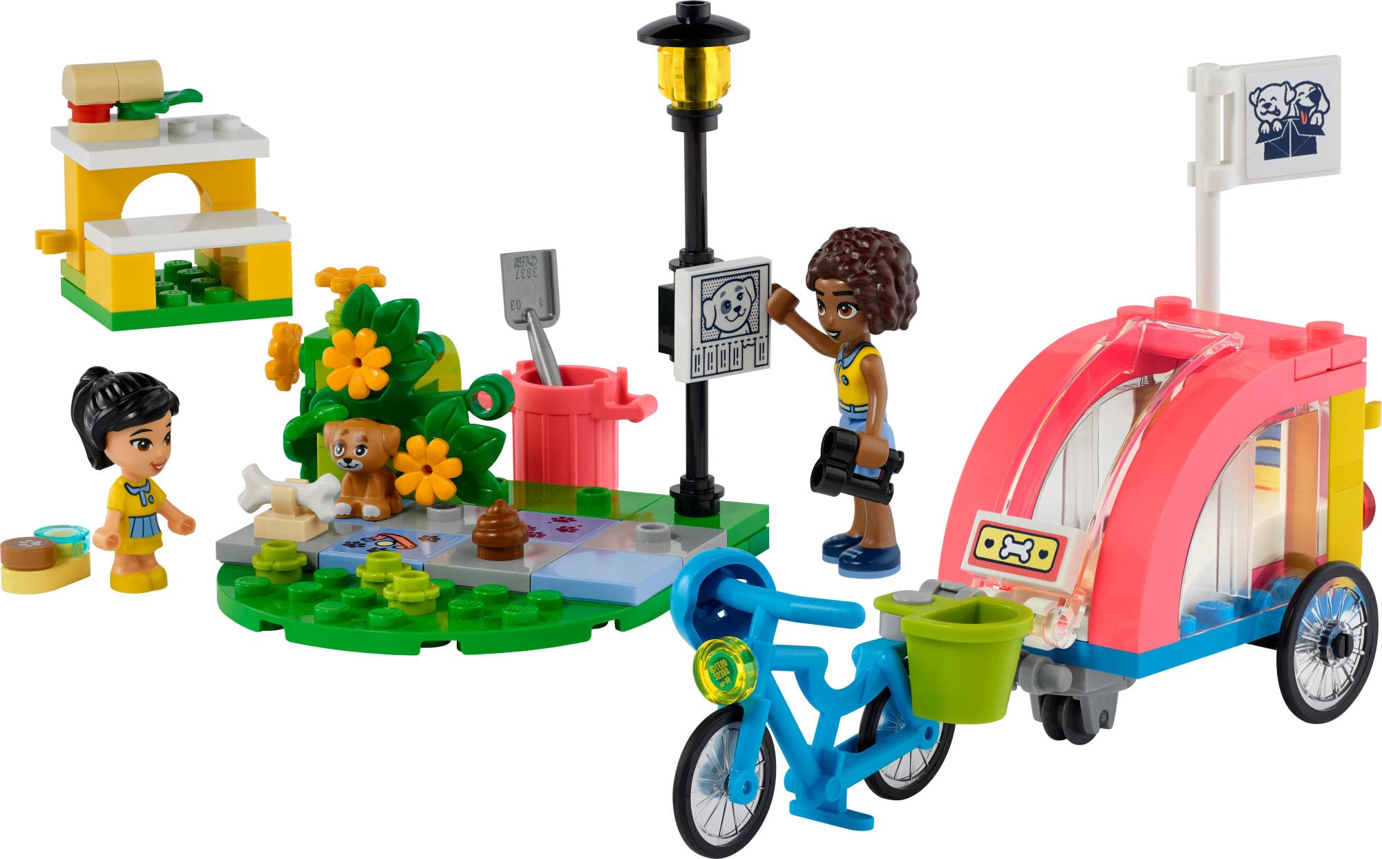 LEGO Friends Dog Rescue Bike Building Set 41738, Pretend Play Animal Playset for Pet-Loving Kids, Girls and Boys Ages 6+ Years Old with Puppy Pet Figure and 2 Mini-Dolls, 2023 Series Characters
