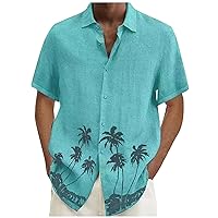 Hawaiian Shirt for Men, Summer Beach Casual Short Sleeve Button Down Shirts Vocation Tropical Printed Clothing