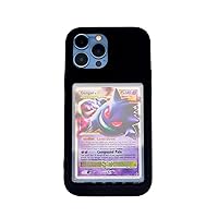 Trading Card Phone Case fits iPhone 13 and 14 for Pokemon TCG Sports One Piece Yugioh Phone Display NBA | Toploader and Sleeve (Black)