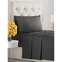 Twin XL Size 3 Piece Sheet Set - Comfy Breathable & Cooling Sheets - Hotel Luxury Bed Sheets for Women & Men - Deep Pockets, Easy-Fit, Soft & Wrinkle Free Sheets - Charcoal Oeko-Tex Bed Sheet Set