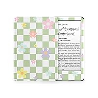 Compatible with Amazon Kindle Skin, Decal for Kindle All Models Wrap Danish Pastel Daisy Green Gingham Checkered Pattern (Paperwhite Gen 10)