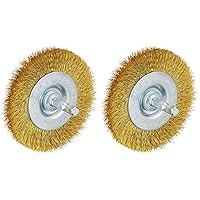 kwb Disc Brush Fine Brass Wire Diameter 75 mm for Metal and Stone Wire Brush for Drilling Machine Includes E6.3 Hex Shank for Derusting, Descaling, Roughening and Cleaning (Pack of 2)