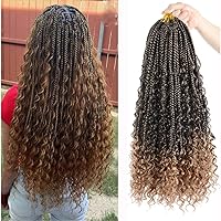 7 Packs Crochet Box Braids with Curly Ends 20 inch Box Braid Crochet Hair Extension 3X Bohemian Braiding Hair T27#