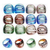 UNICRAFTALE 12pcs Colorful Glass Rings 17~19mm inner Dome Knuckle Finger Ring Retro Glass Mixed Color Transparent Vintage Aesthetic Trendy Colorful Rings Jewelry Party Handmade Gift