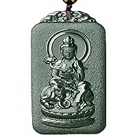 China Natural Hetian Green Jade Nephrite Carved Zodiac Protector Deity Pendant Amulet