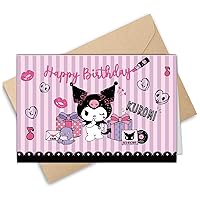 Kitty Kuromi Birthday Card Pom Pom Purin Greeting Card Cute Invitation Card Blank Inside with Envelopes for Kids Girls Friends 8 x 5.3 Inch(20x13.5cm) (Bear Gift)