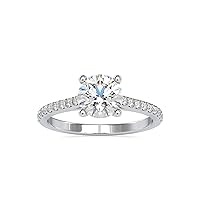 Certified Solitaire Engagement Ring Studded with 0.21 Ct IJ-SI Side Natural Diamond & 1.37 Ct G-VS2 Center Moissanite Diamond in 14K White/Yellow/Rose Gold for Women on Her Engagement Ceremony