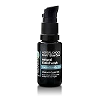 Natural Facial Wash by Herbal Choice Mari (Normal/Oily Skin, 0.5 Fl Oz Glass Bottle) - Made with Organic Ingredients - No Toxic Synthetic Chemicals - TSA-Approved Travel Size