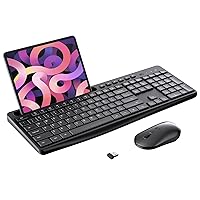 Wireless Keyboard and Mouse Combo, Acebaff 2.4G Full Size Ergonomic Keyboard with Phone Tablet Holder,Silent Mouse with 4 Button,Quiet Keyboard Mouse Wireless for Computer, Laptop, PC, Mac, Windows