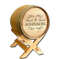 Personalized Oak Wedding Barrel Gift Card Box Holder (5 Gallon) - Engraved Wedding Table Decorations For Reception, Cards Boxes for Wedding Ceremony - Alternative Signature Guest Book (B502)