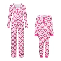Multitrust Mommy and Me Valentines Day Pjs Matching Sets Long Sleeve Shirt Tops and Pants Mama and Me Pajamas Set Sleepwear