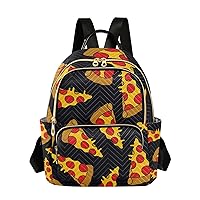 Women Backpack Pizza Black Anti-Theft Travel Backpack with Luggage Belt Lightweight Handbag Lady Purse Roomy Double Zipper Weekend Bag Everyday Use