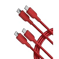 Anker 240W USB C to USB C Cable (2Pack,6ft), USB C Charger Cable Fast Charge for iPhone 15, MacBook Pro 2020, iPad Pro 2020, iPad Air 4, Samsung Galaxy S23+/S23 Ultra(USB 2.0, Red)