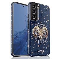 Custom Aries Zodiac Sign, Astrology Personalized Name Case, Designed for Samsung Galaxy S24 Plus, S23 Ultra, S22, S21, S20, S10, S10e, S9, S8, Note 20, 10