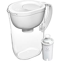 Large Water Filter Pitcher, BPA-Free Water Pitcher, Replaces 1,800 Plastic Water Bottles a Year, Lasts Two Months or 40 Gallons, Includes 1 Filter, 10-Cup Capacity, Bright White