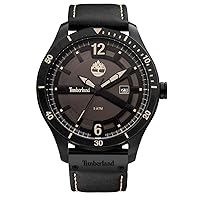 Timberland TDWGB2100103 Men's Analogue Quartz Watch with Leather Strap, black, Strap.