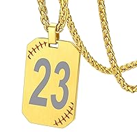 Gold Baseball Fan Necklace Can Engrave 18K Gold Plated Personalized Dog Tags Pendant Jewelry for Men Baseball Jewelry for Baseball Fans Athlete Charms