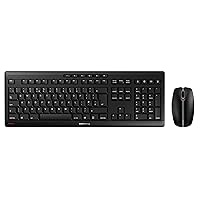 Cherry Stream Desktop, Wireless Keyboard and Mouse Set, QWERTY Keyboard, Battery Powered, Blue Angel, GS Approved, SX Scissor Action, Whisper Quiet keystroke, Black