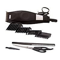 Trimmer Kit with Beard Trimmer and Hair Clippers for Men | Professional Hair Clippers for Barbers and Household Users, Safe Electric Razor for Men, 7 Adjustable Height Settings, Black