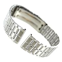18mm T&C Silver Tone Stainless Steel Straight End Fold Over Clasp Watch Band