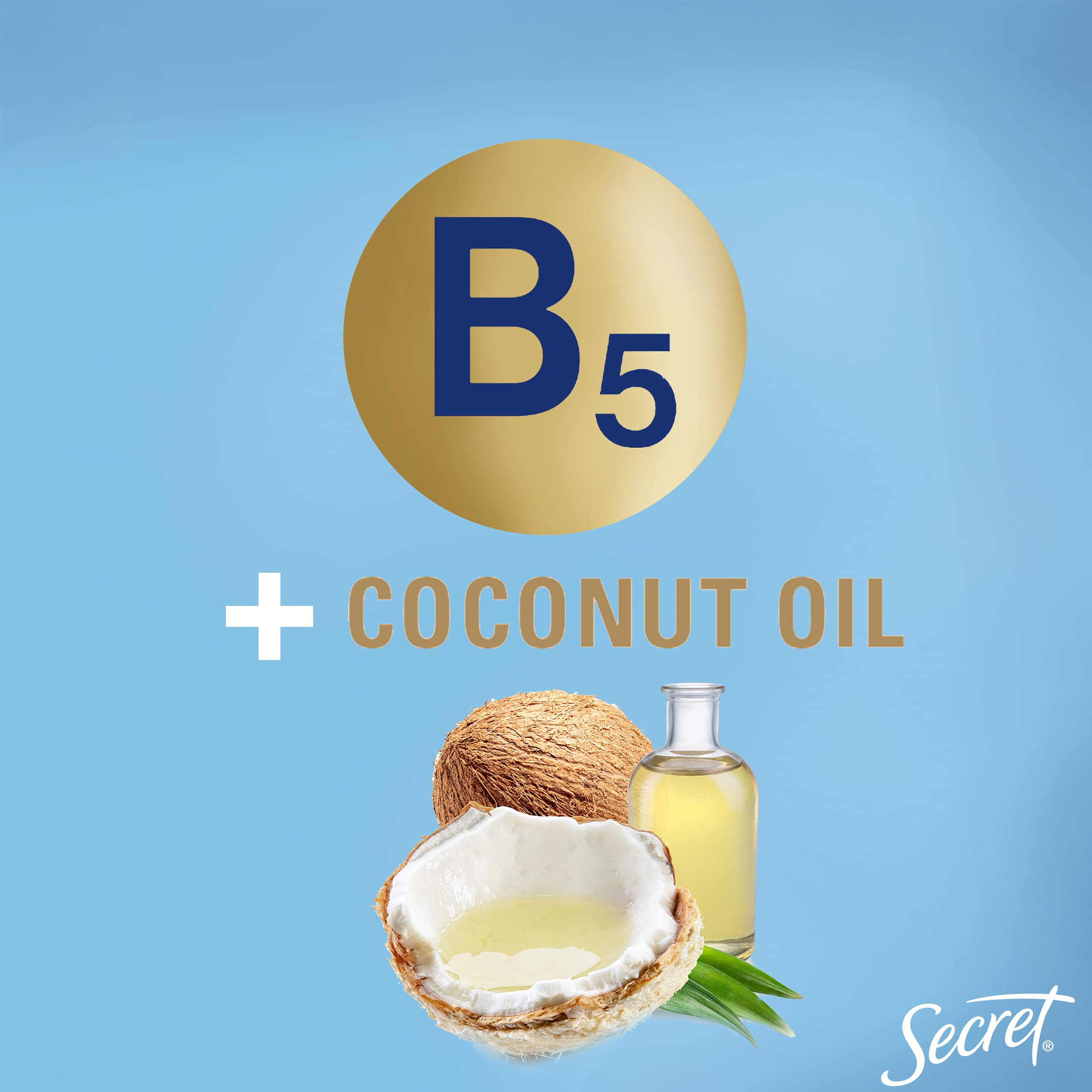 Secret Derma+ Invisible Gel Antiperspirant & Deodorant, Nourishing With Vitamin B5 + Coconut Oil, 48 Hr., 2.5 Ounce