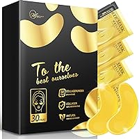 24K Gold Eye Mask - 30 Pairs Puffy Eyes and Dark Circles Treatments - Relieve Pressure and Reduce Wrinkles Revitalize and Hydrate Your Skin