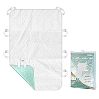 Washable Bed Pads with 8 Sturdy Handles 34”×52” Extra Large Reusable Underpads 4-Layers Leakproof Chucks Pads Washable for Incontinence (1 Pack; Green)