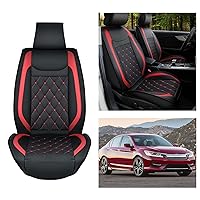 Nilight Car Seat Covers Waterproof Breathable Faux Leather Cushions Anti-Slip Universal Seat Covers for Hyundai Kia Civic Corolla Honda Accord Camry CR-V Fusion SUV Truck (2 PCS Front Seat, Black-Red)