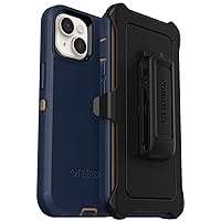 OtterBox iPhone 14 & iPhone 13 Defender Series Case - BLUE SUEDE SHOES (Blue), rugged & durable, with port protection, includes holster clip kickstand