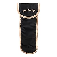 Miamica “Good Hair Day” Heat-Resistant Hair Tool Bag with Secure Closure, Black/Rose Gold, 5.5” x 13” x .5” – Store Flat Iron, Curling Iron, & More When Traveling
