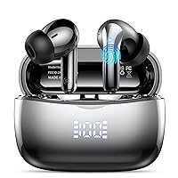 Graphite-Silver Wireless Earbuds, Bluetooth 5.3 Headphones with 4 ENC Noise Cancelling Mics, HiFi Stereo Deep Bass,50H Playtime, IPX7 Waterproof, USB-C Charging,Perfect for Sports, Work, and Leisure