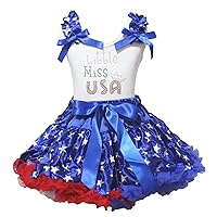Petitebella Little Miss USA Shirt Blue Stars Skirt Outfit 1-8y