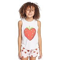 CHASER Girls' Strawberry Heart Tank Top (Little Big Kids)
