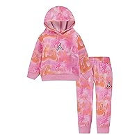 Jordan Baby Girl's Essentials All Over Print Fleece Pullover Set (Infant) Pinksicle 12 Months