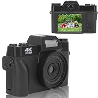 Digital Camera - 3-in-1 Fill Light Vlogging Camera with Microphone, Timed Shooting Photo Camera 48MP/4K HD/16x Digital Zoom/1500mAh