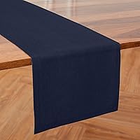 Solino Home Linen Table Runner 14 x 120 Inch – 100% Pure Linen Navy Table Runner – Medium Weight Farmhouse Table Runner – Diana